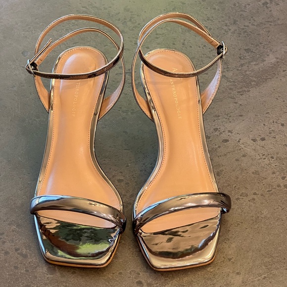 Anthropologie Shoes - Anthropologie Silver Kitten Heels. Size 38.